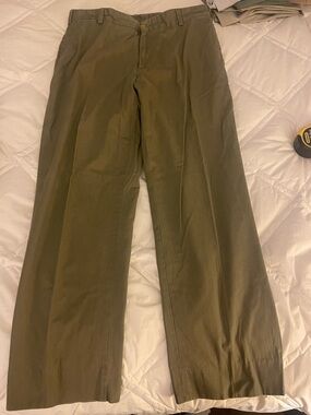 Men's Olive Green Straight-Leg Pants